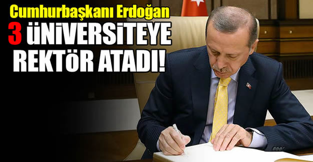 Cumhurbaşkanı Erdoğan, 3 üniversiteye rektör atadı