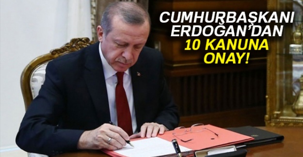 Cumhurbaşkanı Recep Tayyip Erdoğan 10 kanunu onayladı