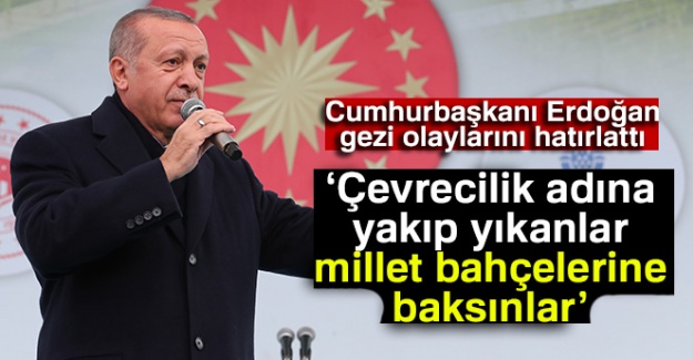 Cumhurbaşkanı Erdoğan: 'Çevrecilik adına yakıp yıkanlar, millet bahçelerine baksınlar'