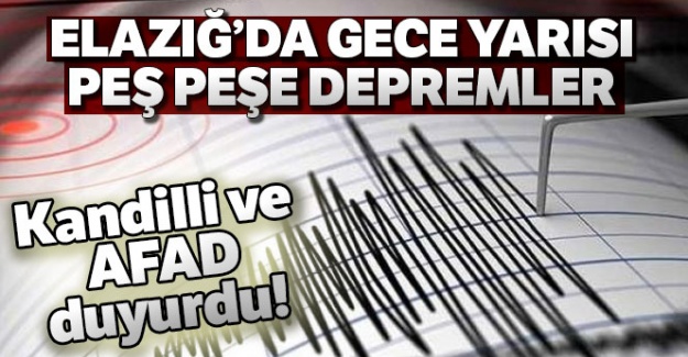 Elazığ'da 4,5 ve 4,2 büyüklüğünde iki deprem daha meydana geldi