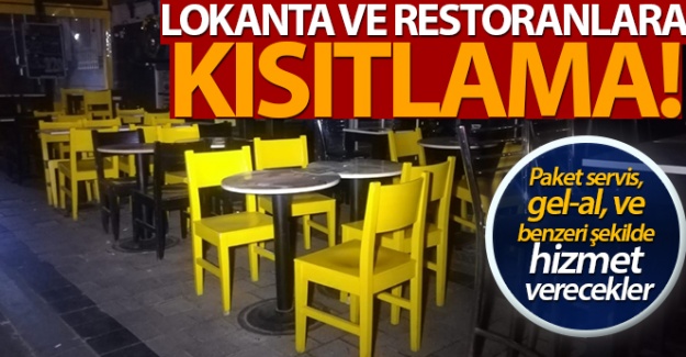 Lokanta ve restoranlar için yeni tedbirler