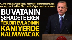 Cumhurbaşkanı Erdoğan: 'Bu vatanın şehadete eren tek bir evladının kanı yerde kalmayacak'