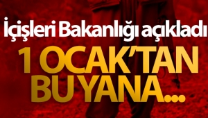 İçişleri Bakanlığı açıkladı! 1 Ocak'tan bu yana...
