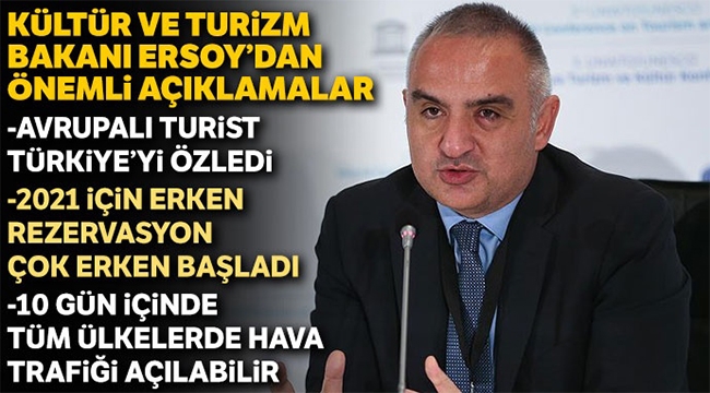Kültür ve Turizm Bakanı Ersoy: Avrupalı turist Türkiye’yi özledi
