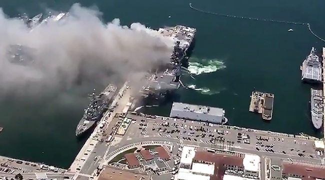 ABD'de yanan savaş gemisinde 21 kişinin yaralandığı açıklandı