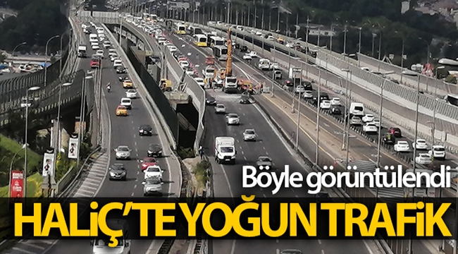 Haliç'te yoğun trafik havadan görüntülendi
