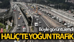 Haliç'te yoğun trafik havadan görüntülendi