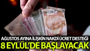 Ağustos ayına ilişkin Nakdi Ücret Desteği ödemeleri 8 Eylül'de başlayacak