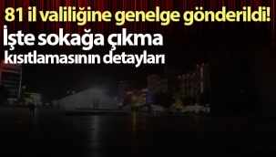 81 il valiliğine genelge gönderildi! İşte sokağa çıkma kısıtlamasının detayları
