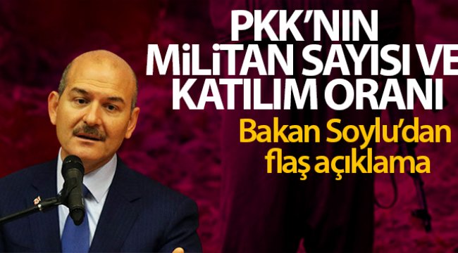 Bakan Soylu'dan PKK'nın militan sayısı ve katılım oranı ile ilgili flaş açıklama