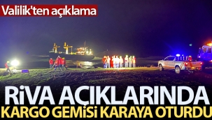 Riva açıklarında kargo gemisi karaya oturdu