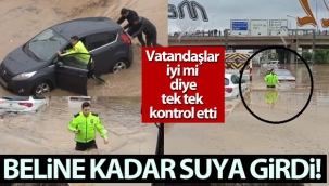 Selin vurduğu İzmir'de polis beline kadar suya girdi, herkesin takdirini topladı