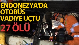 Endonezya'da otobüs vadiye uçtu: 27 ölü