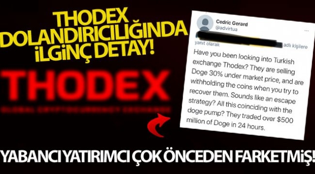 Thodex'teki şüpheli hareketleri yabancı yatırımcı farketmiş