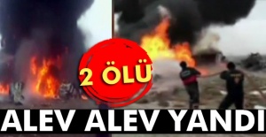 Kaza yapan tankerle kamyon alev alev yandı