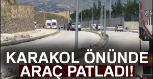 Karakol önünde araç patladı! Yaralılar var...