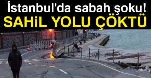 İstanbul'da sahil yolu çöktü!