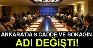Ankara'da 8 cadde ve sokağın ismi değişti