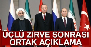 Üçlü zirve sonrası Erdoğan, Putin ve Ruhani'den ortak açıklama