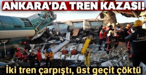 Ankara'da tren kazası! İki tren çarpıştı, üst geçit çöktü