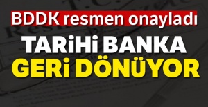 Tarihi banka geri dönüyor