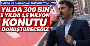 Bakan Kurum: 'Yılda 300 bin, 5 yılda 1,5 milyon konutu dönüştüreceğiz'