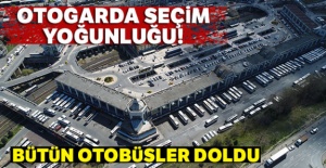 Otogarda seçim yoğunluğu havadan görüntülendi