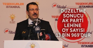 Düzeltme sonucu AK Parti lehine oy sayısı 13 bin 969'dur