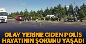 Görev başındaki polise büyük şok