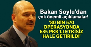 Bakan Soylu: '80 bin 570 operasyonda 635 PKK'lı etkisiz hale getirildi'
