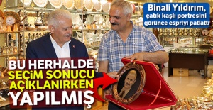 Binali Yıldırım, çatık kaşlı portresini görünce espriyi patlattı