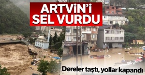 Artvin'in Borçka ilçesinde sel