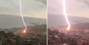 Trabzon'da yıldırım böyle düştü