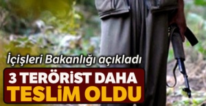 İçişleri Bakanlığı açıkladı: 3 terörist daha teslim oldu
