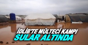 İdlib'te mülteci kampı sular altında