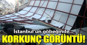 İstanbul'da lodos çatıyı uçurdu!