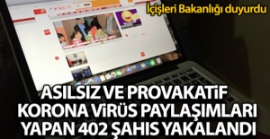 İçişleri Bakanlığı açıkladı: 'Provokatif korona virüs paylaşımları yapan...